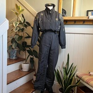 Vintage Steinebronn Sportcouture Black Jumpsuit with Star Accents